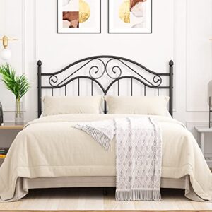 elephance full size metal bed frame with vintage headboard,14 inches storage space platform bed no box spring needed easy assembly,black