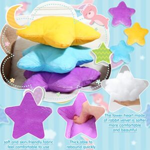 3 Pack Star Shaped Plush Pillow Stuffed Cushion Decorative Throw Pillow Star Pillow Aesthetic Fun Star Shaped Pillow Blue Violet Yellow Star Pillow for Bedroom Room Bed 15.75 x 15.75 Inch (Solid)
