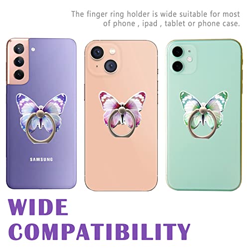 4 Pack Cute Butterfly Cellphone Stand Set, Butterfly Cell Phone Ring Holder, 360°Rotation Phone Ring Grip Compatible with All Smartphones Tablet(Pink, Yellow, Purple, Green)