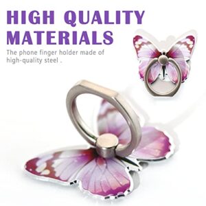4 Pack Cute Butterfly Cellphone Stand Set, Butterfly Cell Phone Ring Holder, 360°Rotation Phone Ring Grip Compatible with All Smartphones Tablet(Pink, Yellow, Purple, Green)