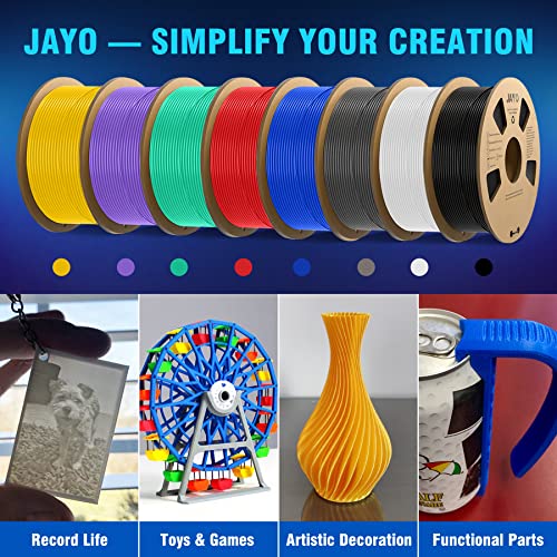 JAYO PLA 3D Printer Filament, 1.75mm PLA Printing Material Dimensional Accuracy+/- 0.02mm, 1.1KG Spool Consumables Fit for FDM 3D Printers, PLA Black