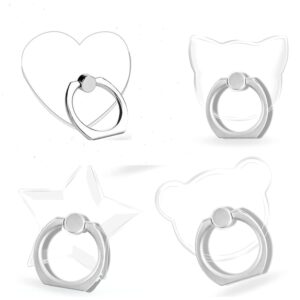 4 pcs cell phone ring holder clear - universal transparent cellphone ring holder finger kickstand 360 rotation for all smartphones