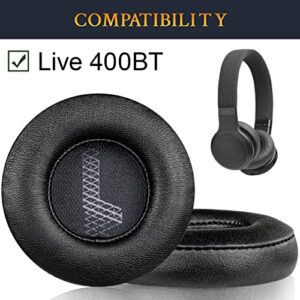 SOULWIT Replacement Ear Pads for JBL Live 400BT/Live 400 BT On-Ear Wireless Headphones, Earpads Cushions with Softer Protein Leather, Noise Isolation Foam - Black