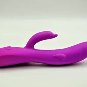 Dolphin Sucking Stick Vibrator Dildo for Women Pleasure Personal Massager G spot Rabbit Vibrator Sex Toy with 10Patterns Waterproof & Rechargeable Sex Toys Vaginal Health Purple