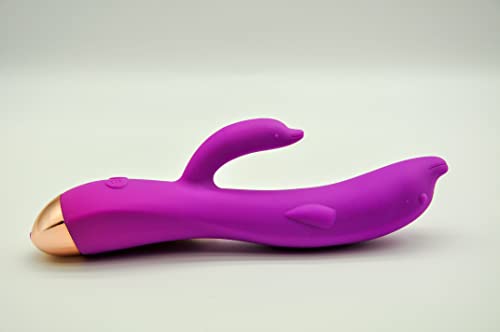 Dolphin Sucking Stick Vibrator Dildo for Women Pleasure Personal Massager G spot Rabbit Vibrator Sex Toy with 10Patterns Waterproof & Rechargeable Sex Toys Vaginal Health Purple