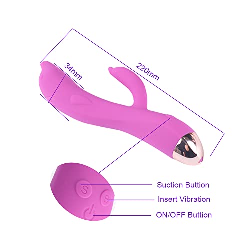 Dolphin Sucking Stick Vibrator Dildo for Women Pleasure Personal Massager G spot Rabbit Vibrator Sex Toy with 10Patterns Waterproof & Rechargeable Sex Toys Vaginal Health Purple