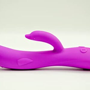 Dolphin Sucking Stick Vibrator Dildo for Women Pleasure Personal Massager G spot Rabbit Vibrator Sex Toy with 10Patterns Waterproof & Rechargeable Sex Toys Vaginal Health Purple