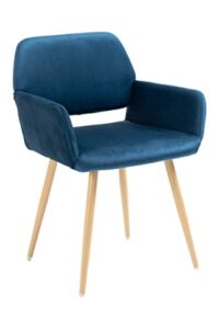 eebuihui modern dining room living room accent arm chairs club guest with solid wood legs velet fabric upholstered side dining chair for living room dining room kitchen (blue)