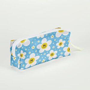 Bag Pen Case Pouch Box Organizer for Teen Girls Boys School Students Men Women Waterproof Zipper Pouch for Office Supplies Makeup, Face Daisy Flower Decor