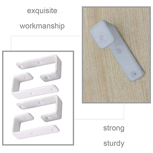 AIXITONG 4 Pcs 7 Shape Heavy Duty Bunk Bed Ladder Hooks Wooden Ladder Fixed Angle Irons White Bed Ladder Hooks for Bunk Beds