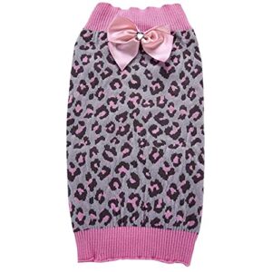 christmas outfit for dogs female pet winter sweater clothes pink dog cute bowknot puppy puppy leopard pet clothes