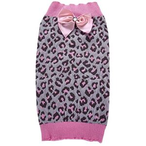 Christmas Outfit for Dogs Female Pet Winter Sweater Clothes Pink Dog Cute Bowknot Puppy Puppy Leopard Pet Clothes