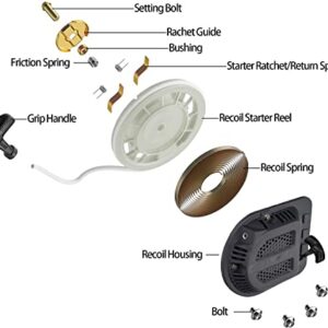 JMCHstore Pull Start Recoil Starter Assembly for Massimo Moto Baja MB200 MB200GC 196cc 4 Stroke 6.5hp Baja Heat, Mini Baja, Baja Warrior 196cc Mini Bike Replacement Parts w/Spare Pull Cord & Handle
