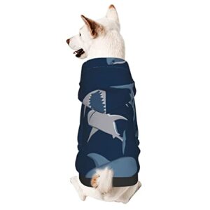 small pet sweaters with hat shark-comic-wild-fish cat puppy hoodie pet hooded coat large