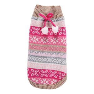 pet clothes hangers and rack pet clothes christmas snowflake pattern sweater pet clothing cute pet supplies (hot pink, xxs)