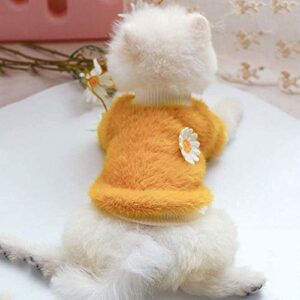 Large Dog Sweater Female for Daisy Sweater Neck Girl Plush Round Small Dogs Style Dog Sweaters Flowers Pet Clothes