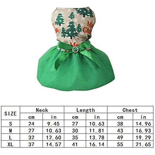 Pet Clothes for Small Dogs Girls Dress Christmas Pet Clothes Holiday Christmas Holiday Christmas Pet Dog Cat Christmas Tree Bear Skirt Sweater Autumn Winter Clothes (Green, S)