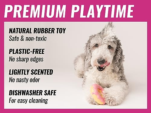 Donut Dog Toys - Dog Toys for Aggressive Chewers - Durable Dog Chew Toy - Rubber Dog Toys for Medium, Large Dogs - Tough Dog Toys - Heavy Duty Dog Toy - Dog Birthday Gift (1 x Pink)