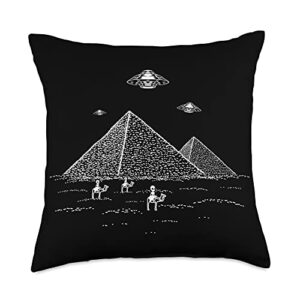 ufo unidentified flying object alien alien believer intergalactic conspiracy theory ancient throw pillow, 18x18, multicolor