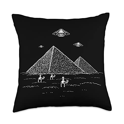 UFO Unidentified Flying Object Alien Alien Believer Intergalactic Conspiracy Theory Ancient Throw Pillow, 18x18, Multicolor