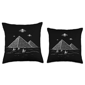 UFO Unidentified Flying Object Alien Alien Believer Intergalactic Conspiracy Theory Ancient Throw Pillow, 18x18, Multicolor