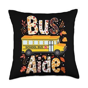 bus driver and bus aide thanksgiving apparel leopard pumpkins driver fall bus aide thanksgiving throw pillow, 18x18, multicolor