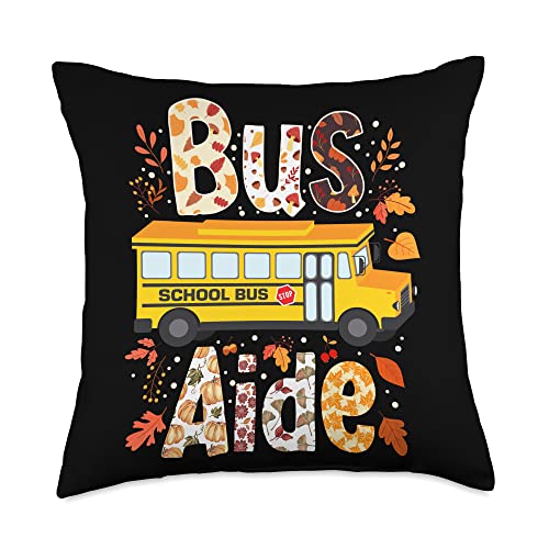 Bus Driver And Bus Aide Thanksgiving Apparel Leopard Pumpkins Driver Fall Bus Aide Thanksgiving Throw Pillow, 18x18, Multicolor