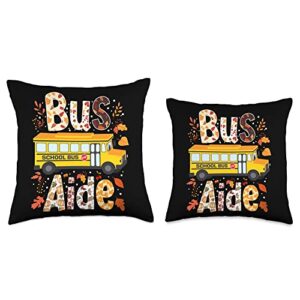 Bus Driver And Bus Aide Thanksgiving Apparel Leopard Pumpkins Driver Fall Bus Aide Thanksgiving Throw Pillow, 18x18, Multicolor