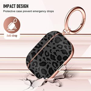 Maxjoy Airpods Pro 2 Case 2022,Cute Cover,Protective Shockproof Cover with Keychain, for Girls and Women and Men（Leopard Print on Black）