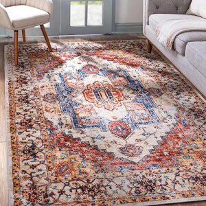 yj.gwl area rug 4x6, washable bedroom rug, soft accent rugs for living room entryway dining room, non-slip non-shedding low-pile floor carpet, orange