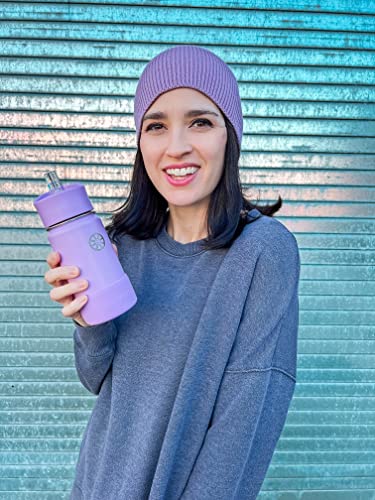 H2OBotté Kids Water Bottle for School - 14oz (Straw Lid), Reusable Leak-proof Insulated Stainless Steel Reusable water bottle for Girls, Boys (Lavender)