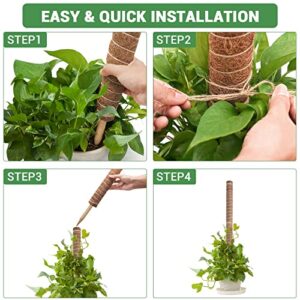 Moss Pole for Plants Monstera, Extra-Long 115 inch Moss Stick for Climbing Plants, 4 Pcs 20.5" and 2 Pcs 16.5" Coco Coir Pole for Indoor Potted Plants Grow Upwards, Totem Pole Plant Support
