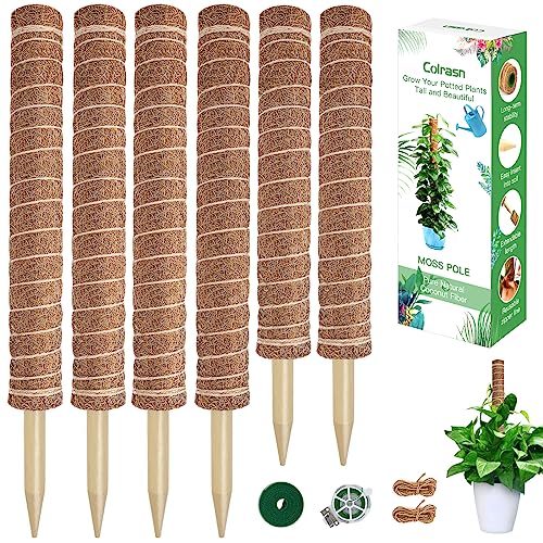 Moss Pole for Plants Monstera, Extra-Long 115 inch Moss Stick for Climbing Plants, 4 Pcs 20.5" and 2 Pcs 16.5" Coco Coir Pole for Indoor Potted Plants Grow Upwards, Totem Pole Plant Support