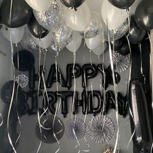 AJOYEGG Black White Silver Balloons Garland Kit 135pcs, 5+12+18inch Black White Metallic Chrome Silver and Silver Confetti Latex Balloons Arch for Wedding Bridal Shower Birthday Party Decorations