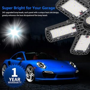 ZAROVS LED Garage Lights, 160W 16000LM Deformable LED Garage Ceiling Lights with 6+1 Adjustable Panels, 6500K Daylight Led Lights, E26 LED Shop Lights for Garage, Basement, Workshop, Warehouse.