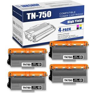 tn750 compatible tn-750 black high yield toner cartridge replacement for brother tn-750 hl-5440d hl-5450dn dcp-8110dn dcp-8150dn mfc-8710dw toner.(4 pack)