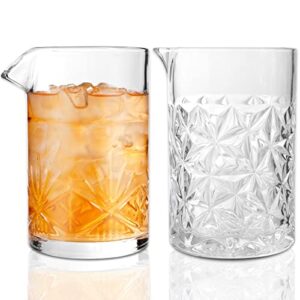 gusnilo cocktail mixing glass 24oz mixing glass mixing for stirring drinks,glass bartender old fashioned crystal bar mixing glass 710ml for home bar crystal cocktail mixing glasses set 2pcs