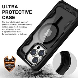 ULTIMAL Case Designed for iPhone 14 Pro Max 6.7 Inch, Rugged Military Cover with Lightweight Sporty Design, Slim Shockproof Drop Protection Bumper Case Compatible with Magsafe (Black/Black Frame)