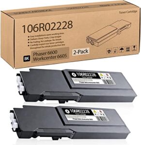 2-pack 106r02228 black high capacity compatible 106r02228 toner cartridge replacement for xerox phaser 6600 workcenter 6605 toner cartridge - 106r02228