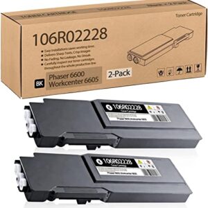 2-Pack 106R02228 Black High Capacity Compatible 106R02228 Toner Cartridge Replacement for Xerox Phaser 6600 Workcenter 6605 Toner Cartridge - 106R02228