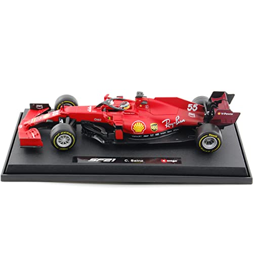 XTD Bburago 1:18 Ferrari 2022 F1-75 #16 #55 F1 Racing Formula Car Static Simulation Diecast Alloy Model Car (2022 F1-75 #55)