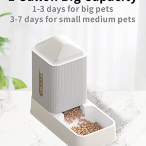 BNOSDM Automatic Cat Feeder for Indoor Cats Gravity Feeders ＆ Waterer Set Dogs Food and Water Dispenser Pet Feeding Bowl 3.5L /1 Gallons for Small Medium Big Dog Pets Puppy Kitten Gray