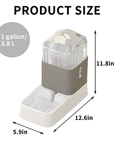 BNOSDM Automatic Cat Feeder for Indoor Cats Gravity Feeders ＆ Waterer Set Dogs Food and Water Dispenser Pet Feeding Bowl 3.5L /1 Gallons for Small Medium Big Dog Pets Puppy Kitten Gray