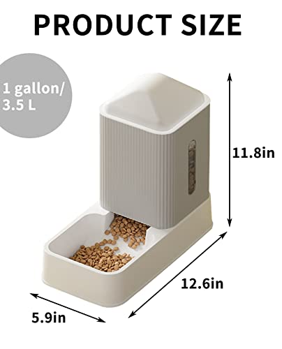 BNOSDM Automatic Cat Feeder for Indoor Cats Gravity Feeders ＆ Waterer Set Dogs Food and Water Dispenser Pet Feeding Bowl 3.5L /1 Gallons for Small Medium Big Dog Pets Puppy Kitten Gray