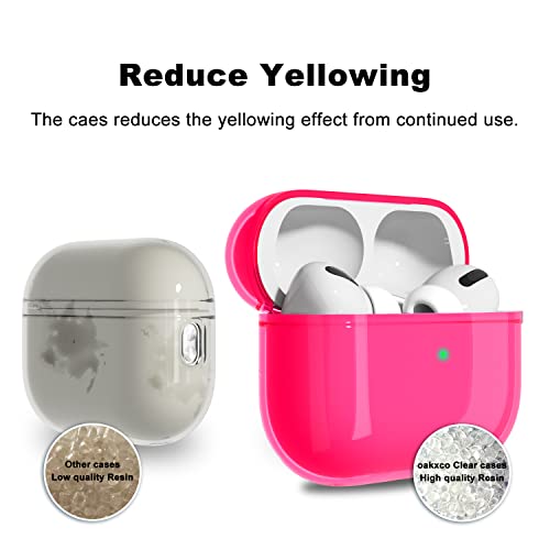 Oakxco Airpods Pro 2nd Generation Case Clear, Soft TPU Silicone Transparent Protective Cover with Lanyard Wrist Strap, Thin Slim Fit Rubber Case for iPods Pro 2 for Women Girl Cute, Hot Pink