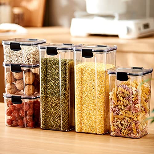Iuhan Storage Jar,Food Storage Containers,Home Kitchen Pantry Organization,Square Transparent Buckle Dry Storage Jar for Miscellaneous Grains Barley Noodle Nut Candy Dry
