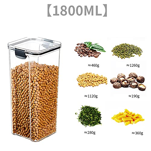 Iuhan Storage Jar,Food Storage Containers,Home Kitchen Pantry Organization,Square Transparent Buckle Dry Storage Jar for Miscellaneous Grains Barley Noodle Nut Candy Dry