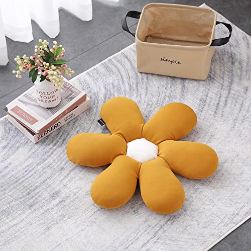 Tiita Flower Pillow Daisy Flower Shaped Throw Pillow 20 inch Decorative Pillows Flower Floor Pillow Seating Cushion Cute Throw Pillows for Bedroom Living Room Office Sofa Chair, Yellow