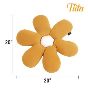 Tiita Flower Pillow Daisy Flower Shaped Throw Pillow 20 inch Decorative Pillows Flower Floor Pillow Seating Cushion Cute Throw Pillows for Bedroom Living Room Office Sofa Chair, Yellow