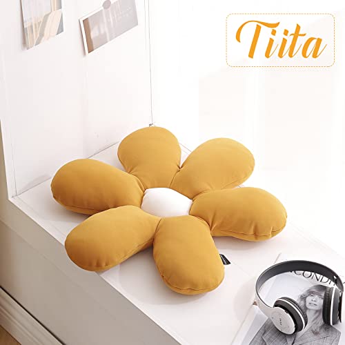 Tiita Flower Pillow Daisy Flower Shaped Throw Pillow 20 inch Decorative Pillows Flower Floor Pillow Seating Cushion Cute Throw Pillows for Bedroom Living Room Office Sofa Chair, Yellow